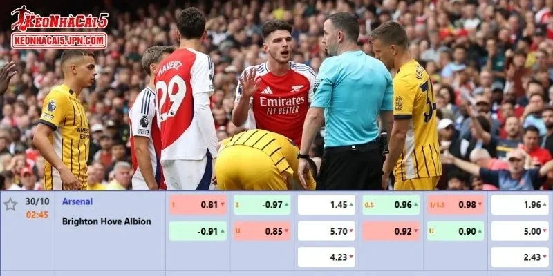 Soi kèo chi tiết nhất cho trận đấu giữa Arsenal vs Brighton