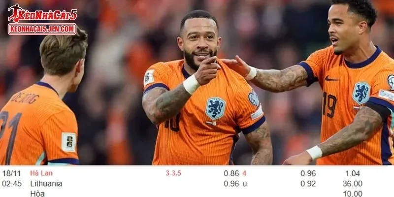 Tỷ lệ kèo chi tiết trận đấu Hà Lan vs Lithuania
