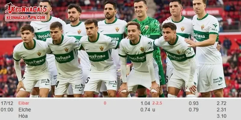 Tỷ lệ kèo chi tiết của trận Eibar vs Elche