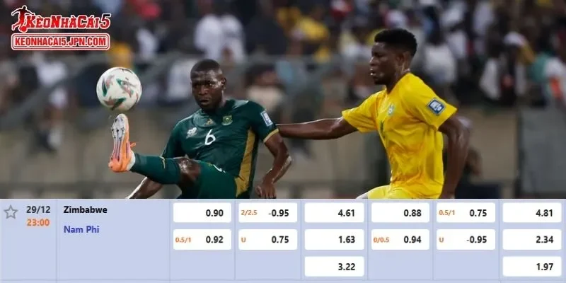 Tỷ lệ kèo chi tiết nhất cho trận đấu giữa Zimbabwe vs South Africa