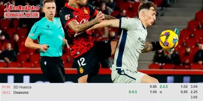 Tỷ lệ kèo cược của trận đấu giữa Huesca Vs Osasuna
